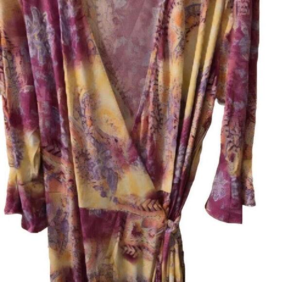 VTG Maggie Sweet Red Tropical Maxi Dress 1X Floral Flowy Aloha Boho USA (VS-123) - Picture 9 of 9